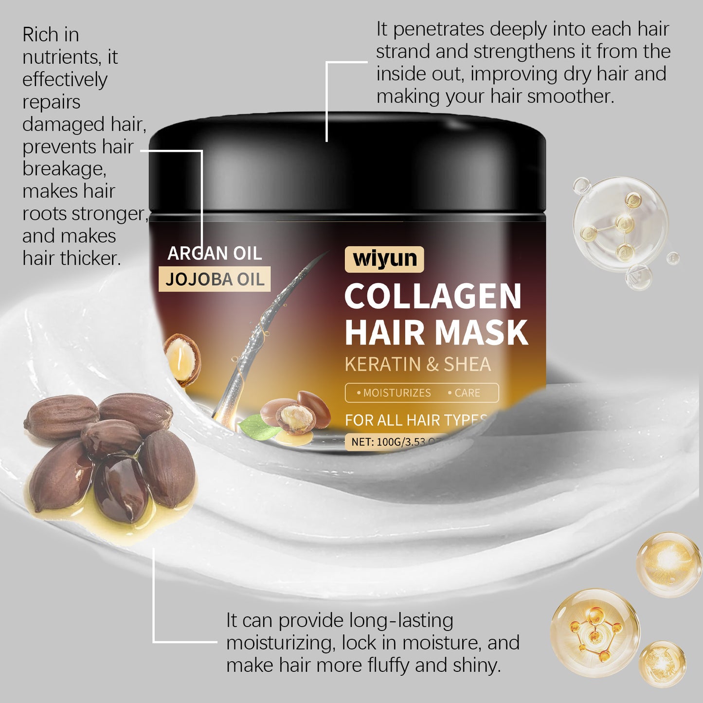 Wiyun Collagen Hair Mask with Argan & Jojoba Oil
